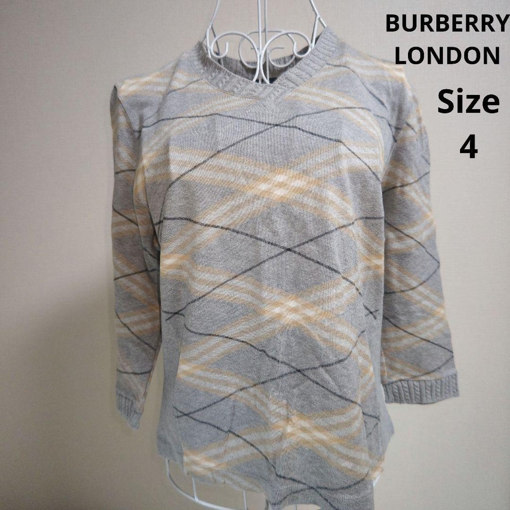 Burberry London Gray Black White Sweater Size 4 Stylish Design New