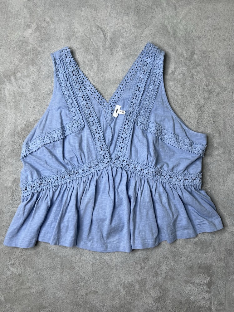 Aerie Women’s Embroidered Tank Top, Boho 90’s Retro Y2K Peasant, Green Sz XL