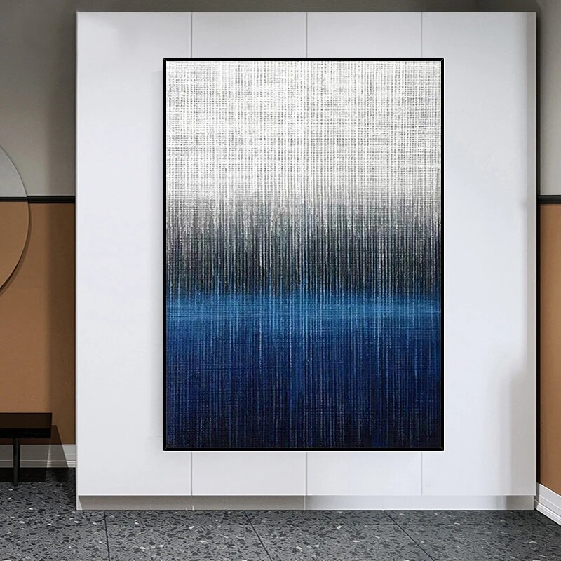 Handmade Navy Blue Tones Modern Creative Artwork Picture Home Decor Living Room