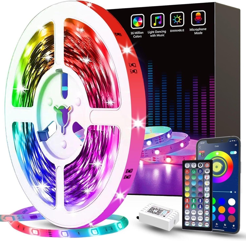 32.8ft Lights, RGB LED Smart Music Sync Color Changing LED Lights Strips with...