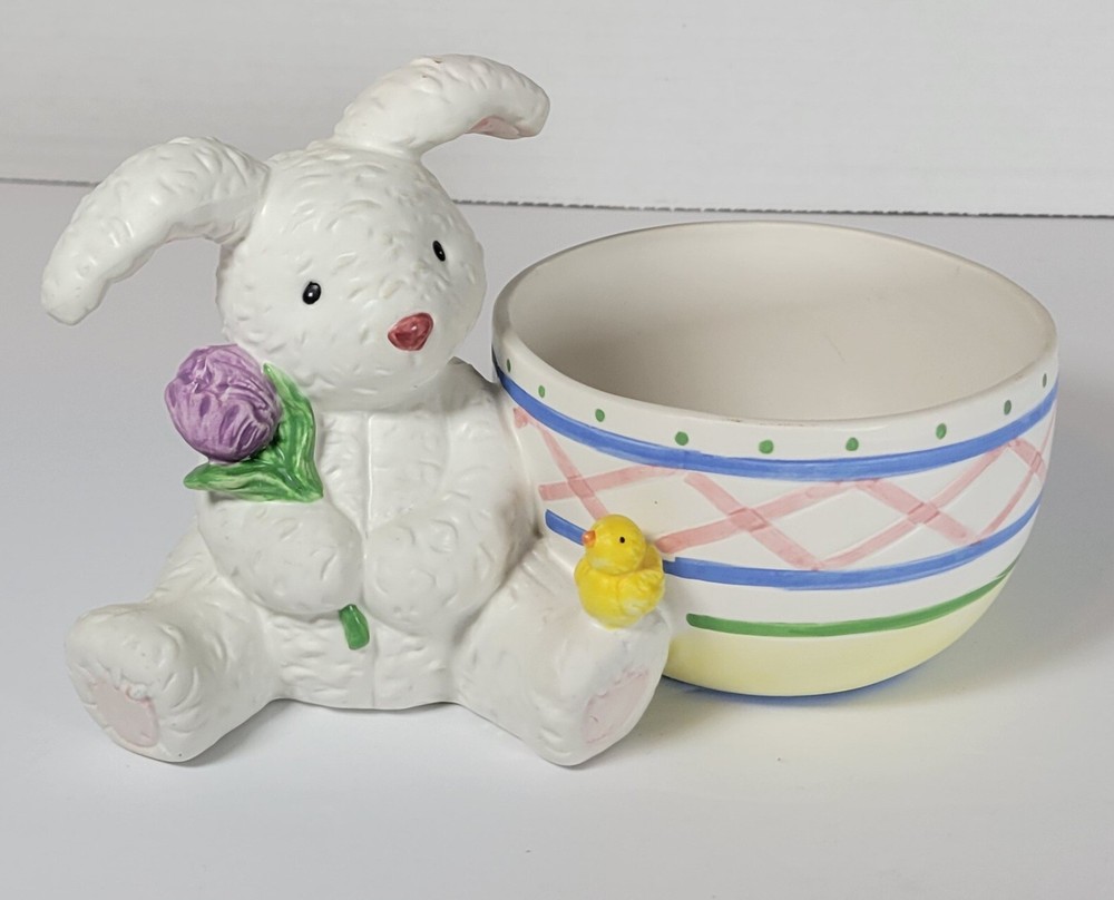 Hallmark Houston Harvest Gift Products Easter Bunny And Yellow Chick Candy Dish