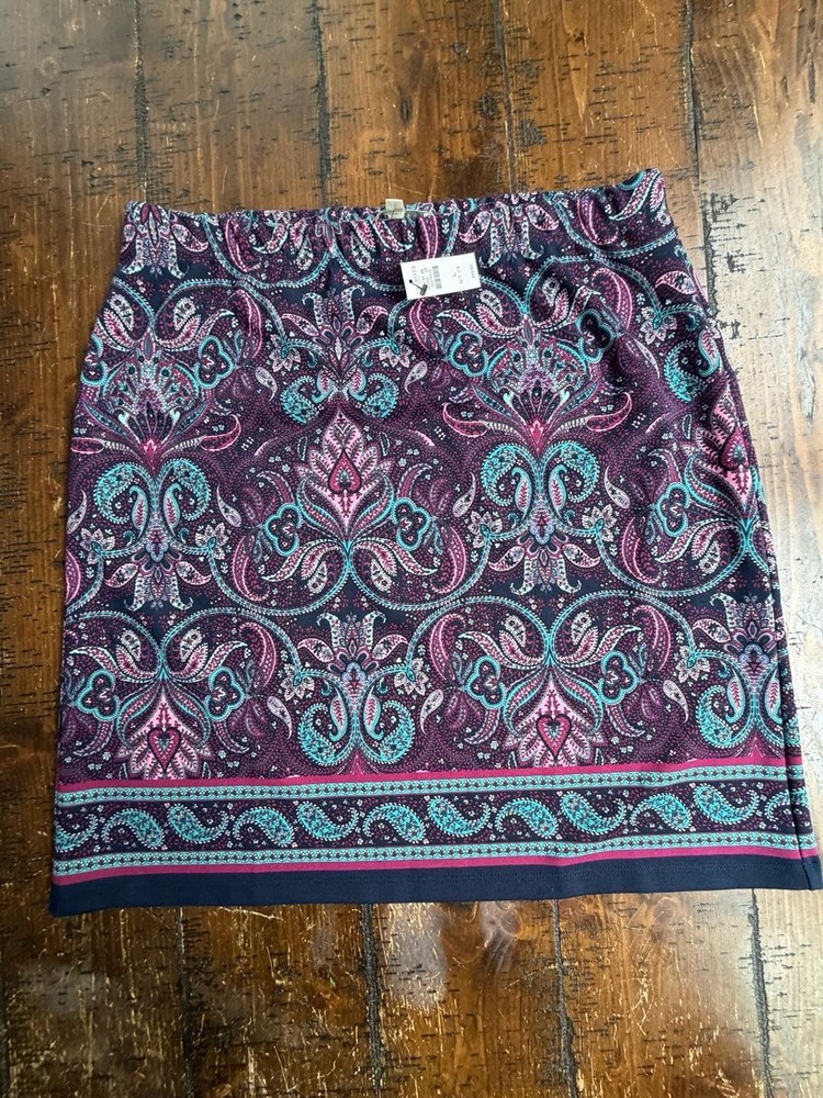 Talbots Paisley Print Knit Skirt Size L