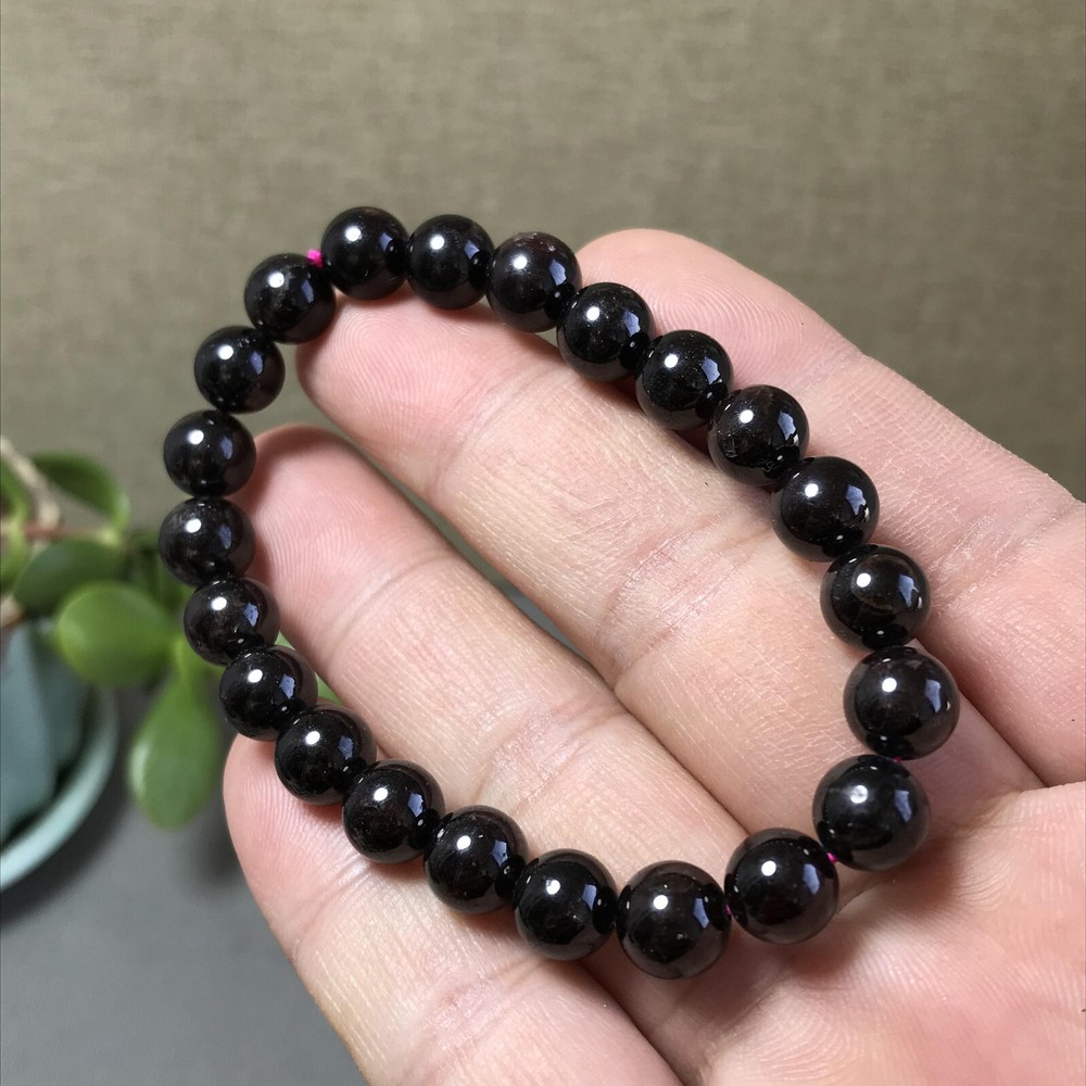 1pcs Natural Polished Garnet Bracelet with 8mm Crystal Ball Sphere A6017