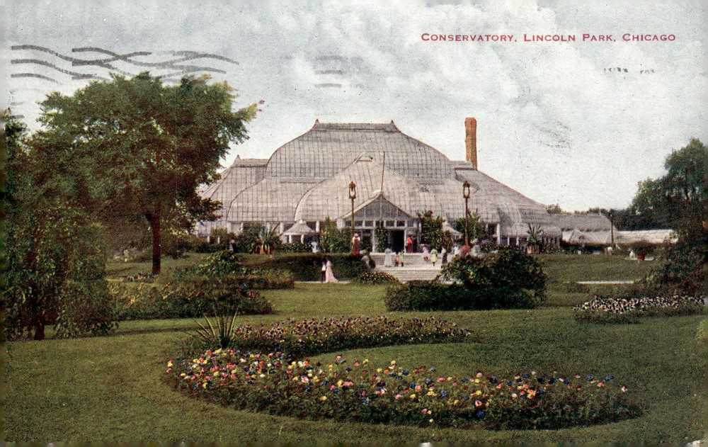 1961 Conservatory Lincoln Park Chicago Illinois Vintage Color Litho Postcard