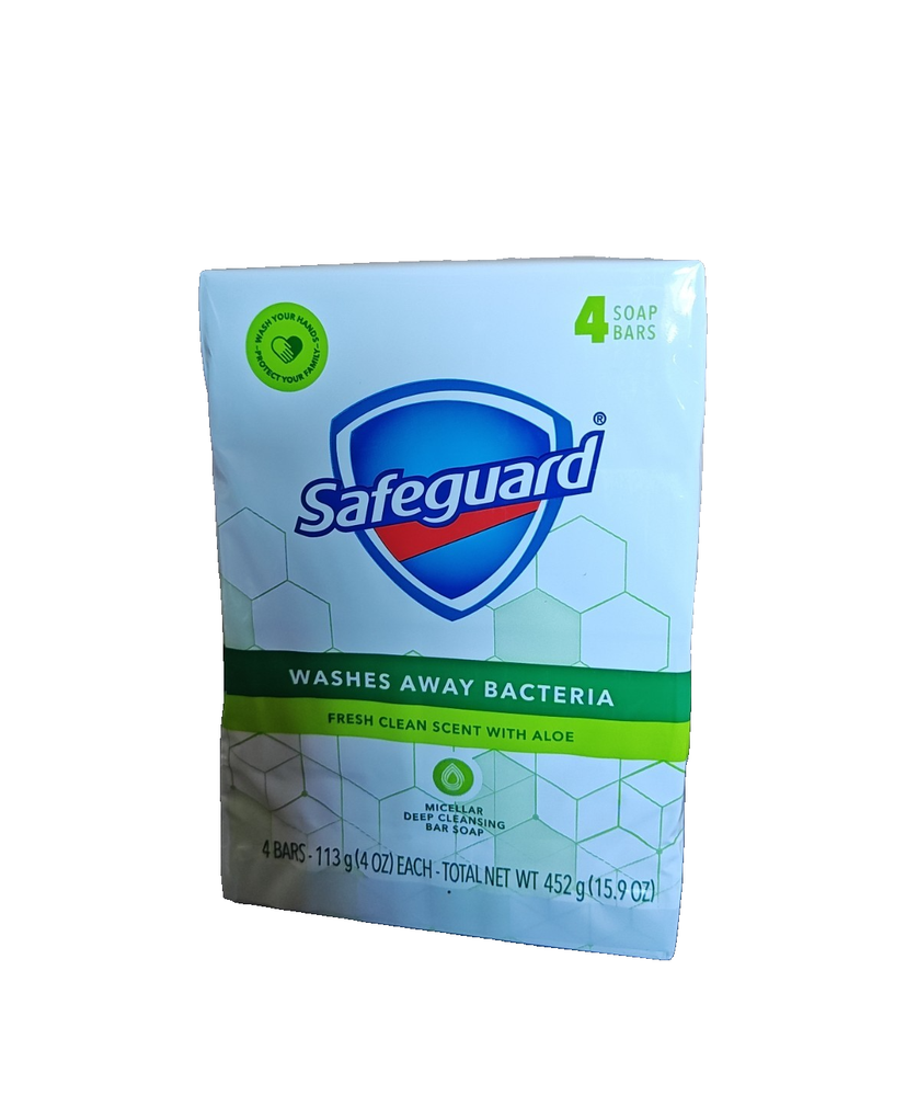 Safeguard Washes Away Bacteria Fresh Clean Scent Soap with Aloe 4Count 4 oz Each