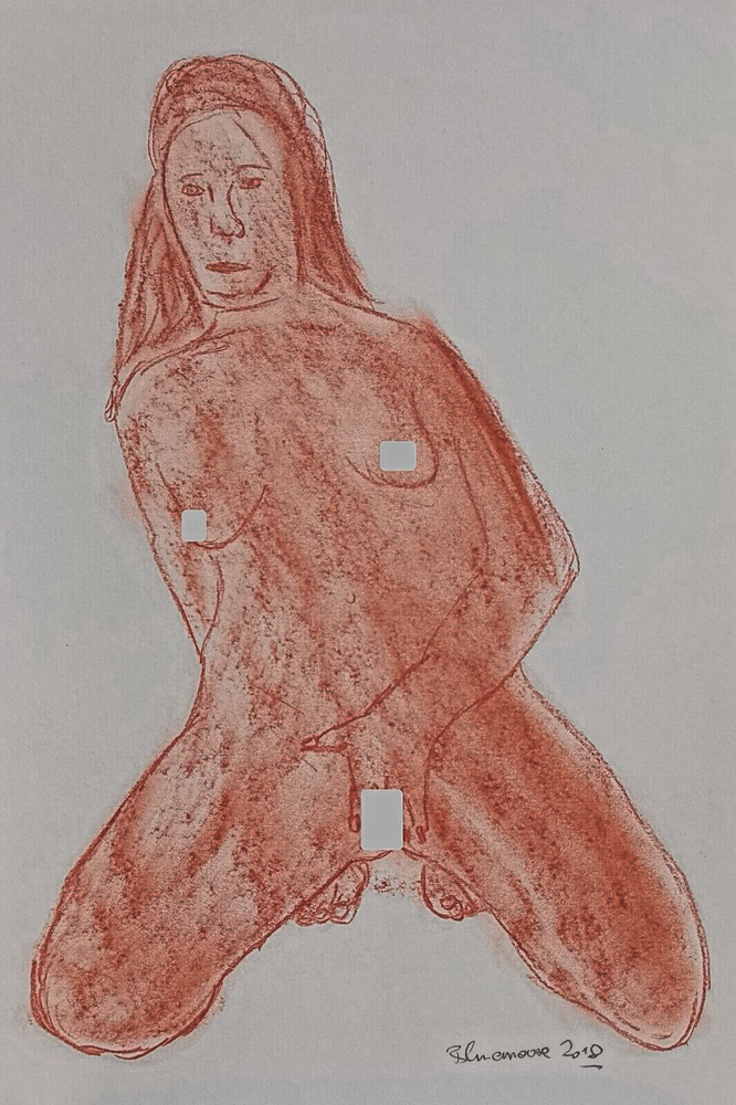 Unique nude erotic drawing woman rubella on paper approx. 21x30cm original