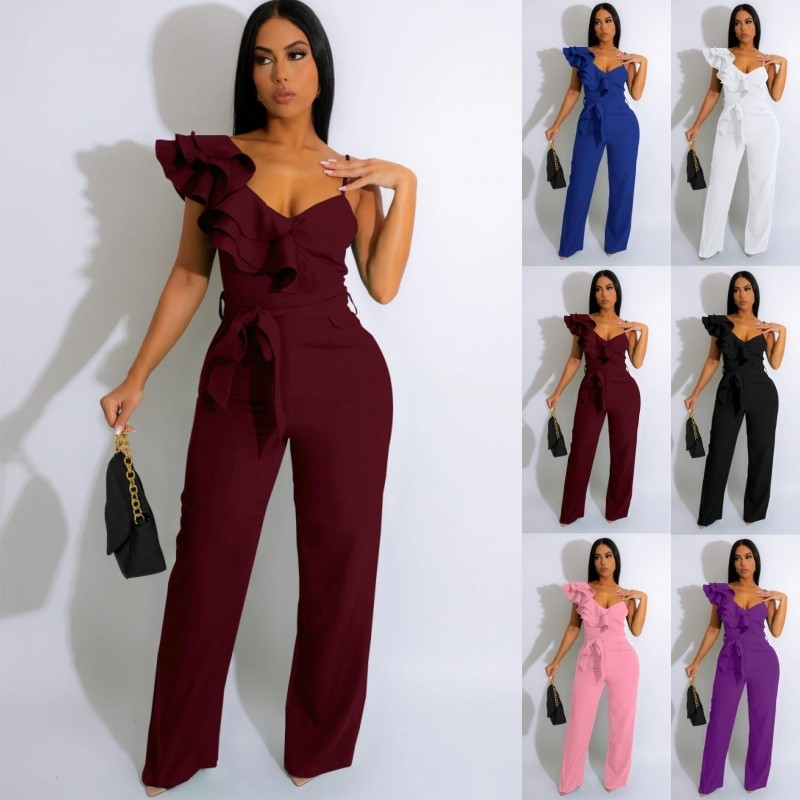 Womens V-Neck Sleeveless One Piece Jumpsuits | Romper Wide Leg Pant|Sexy Party