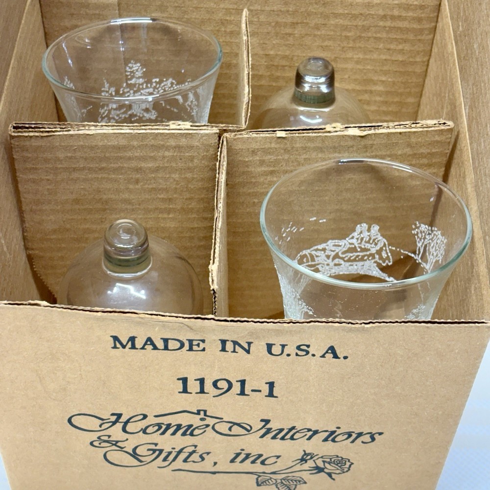 Set of 4 Home Interior Iced Filigree Winterland Glass Votives New in Box 1191-1