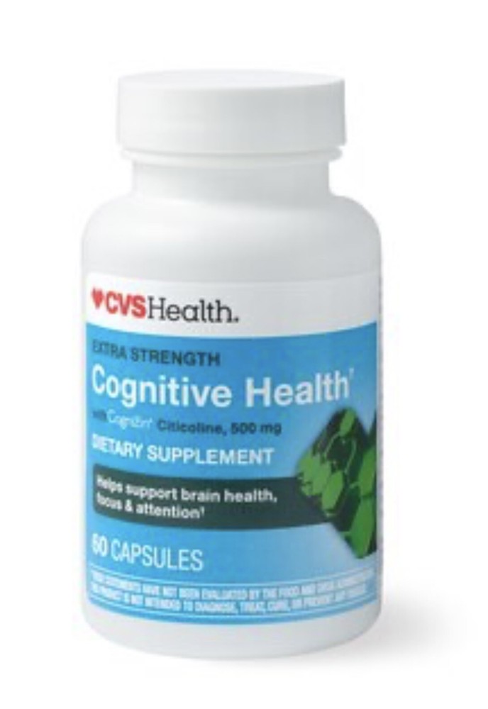 CVS Brand Cognitive Health Dietary Supplement 60 Ct  500mg Cognizin Citicoline