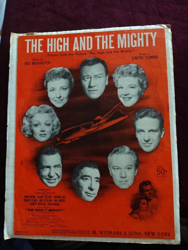 The High and Mighty Piano Sheet Music From Movie 1954 Vintage John Wayne