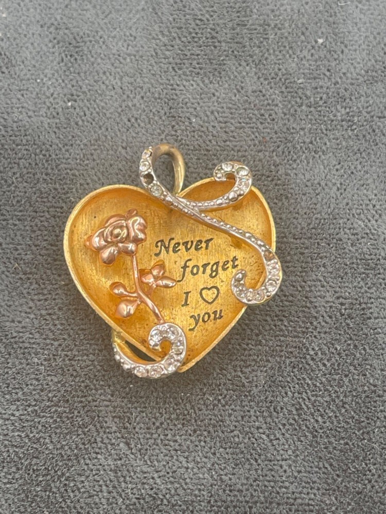 Sterling Silver Never Forget I love You Heart Pendant Rl 925 China Gold Tone