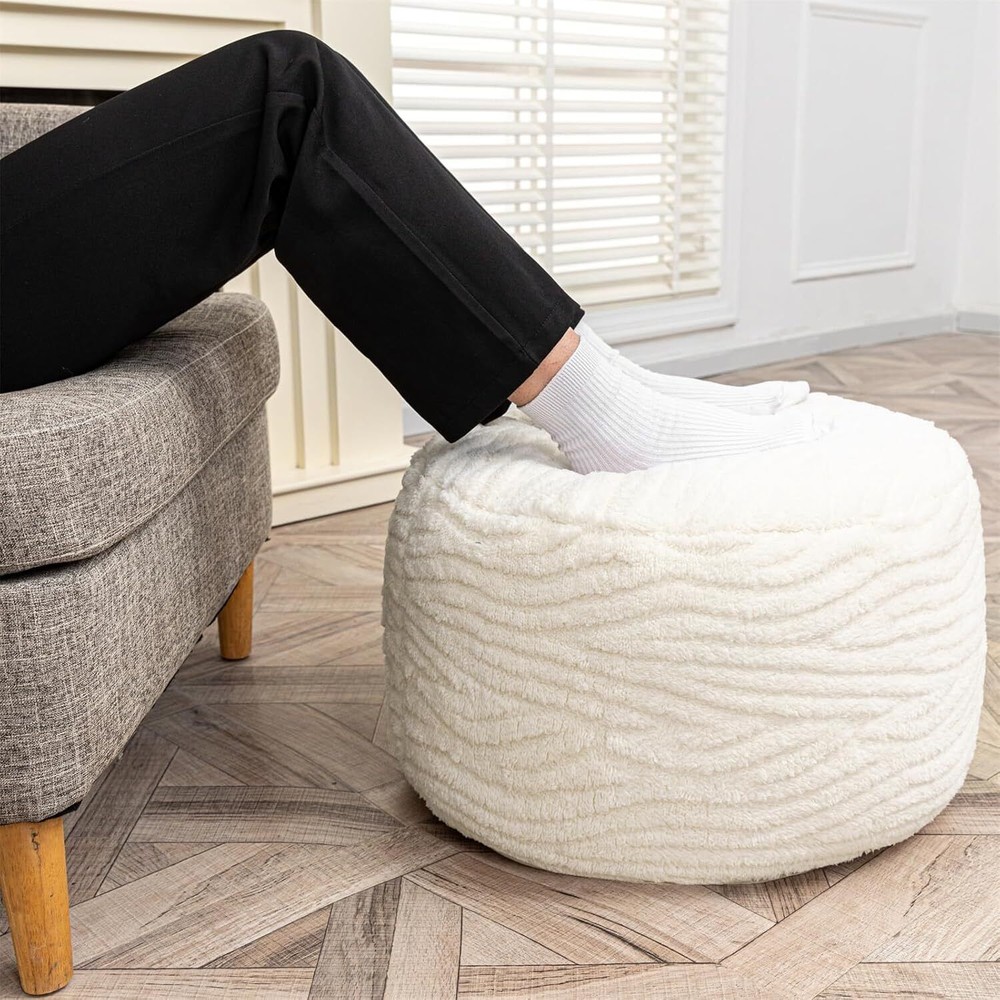 Pouf Ottoman Stuffed Modern Foam Ottoman Foot Rest 20x20x12 In