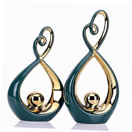 Modern Art Home Decor Statues, Unique Ceramic Abstract 2 Piece Set with 55-4-image