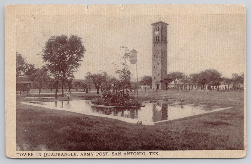 1910 San Antonio TX Fort Sam Houston Army Post Tower Quadrangle Postcard
