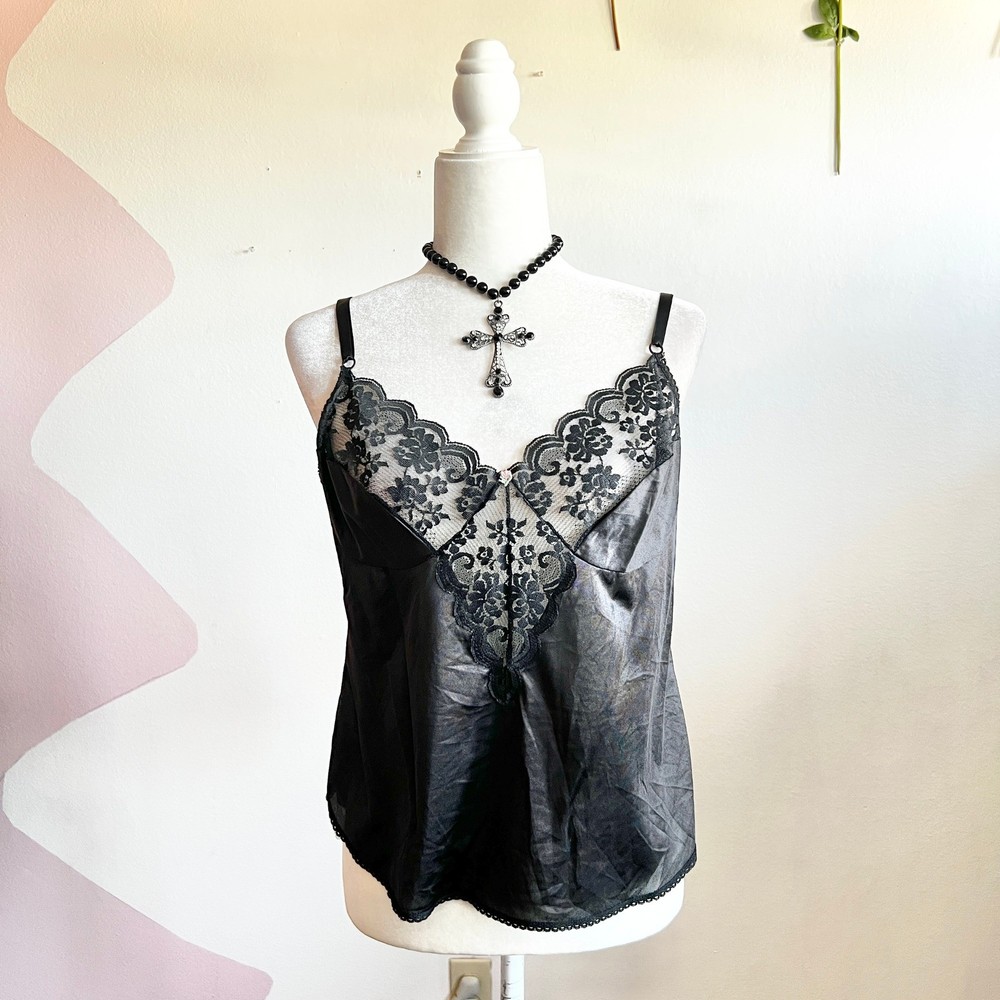 Vintage Lace Trim Tank Top Victorian Gothic Edgy Whimsigoth Indie Sleaze Medium