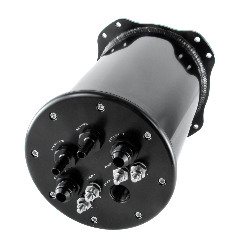 NEW Aluminum Black 2.8L Surge Tank Twin Pump Dual In Tank Upgrade US