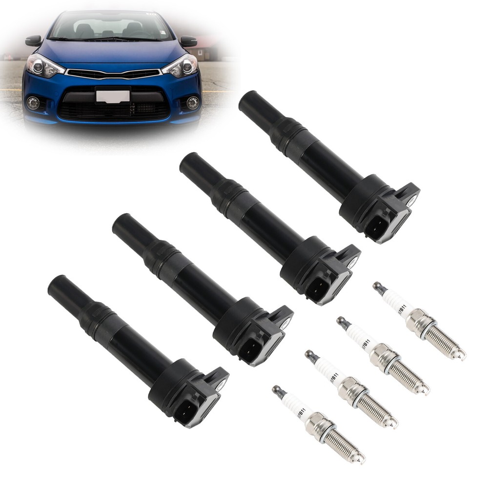 4x Ignition Coil and Spark Plug UF651 for Kia Soul Forte Hyundai Elantra US
