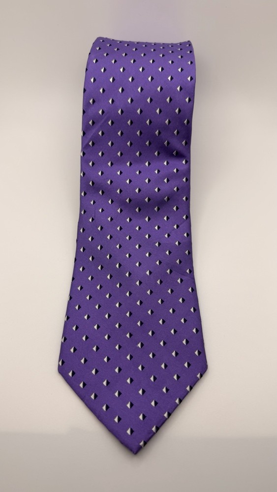 Croft & Barrow Purple White/black Sqr Dots 100% Silk Men’s Tie T287