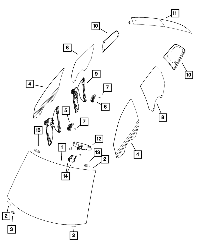 Genuine Mopar Inside Rear View Mirror 57010395AC
