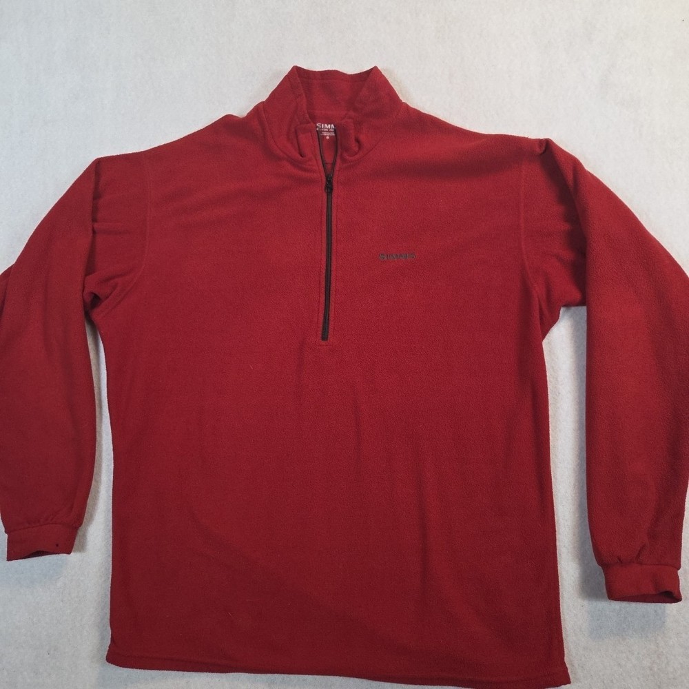 Simms Pullover Mens XL Red Fleece Quarter Zip Fishing Outdoor Made In Canada