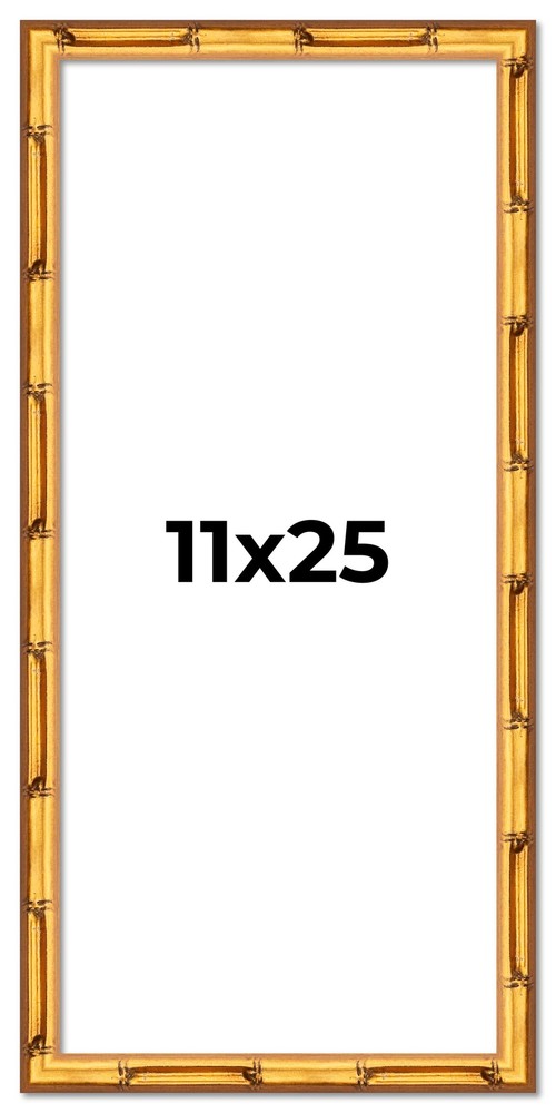 11x25 Gold Bamboo Solid Wood Picture Frame with 1 Inch Moulding for Photos Art or Documents