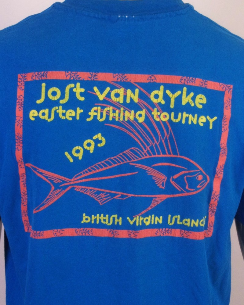 vintage 90s Jost Van Dyke Fishing Tournament T-Shirt USA 1993 single stitch L