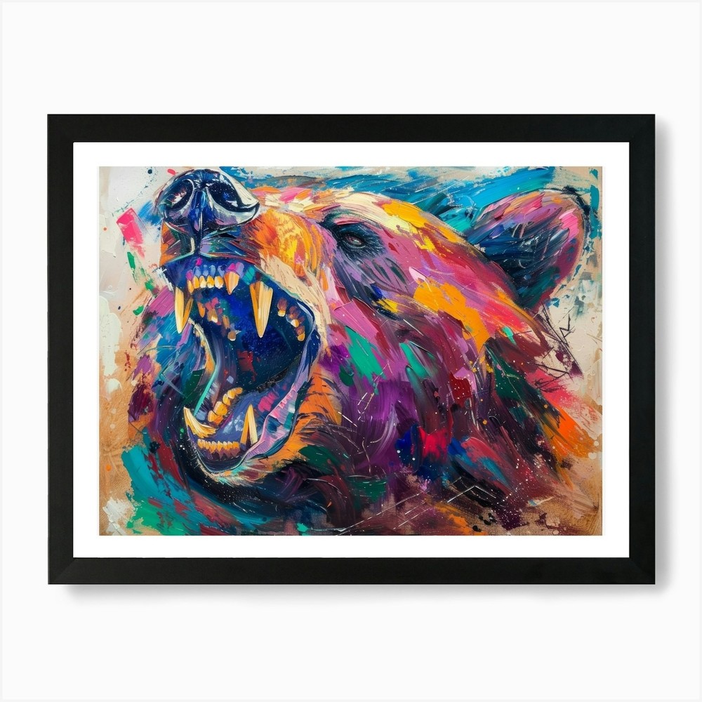Grizzly Bear 2 Framed Wildlife Art Print Canvas Wall Decor