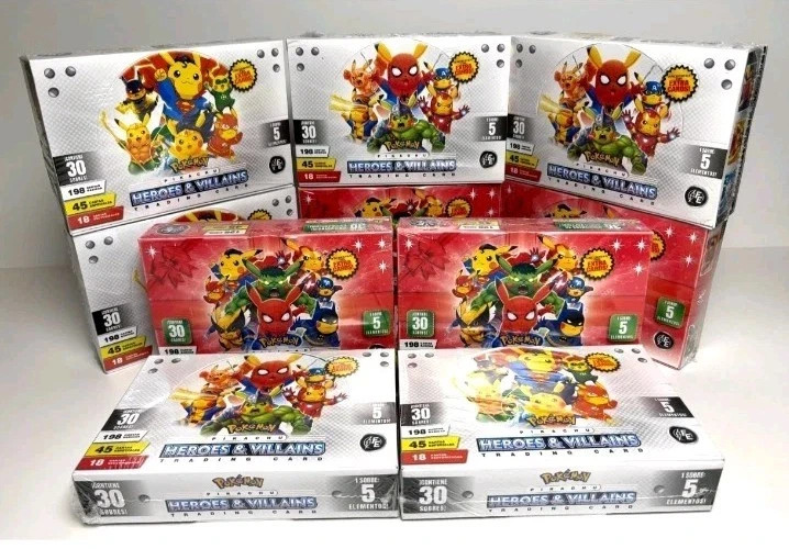 5 BOXES - POKEMON PIKACHU COSPLAY 2 HEROES & VILLAINS Cards 150 Sealed Pack