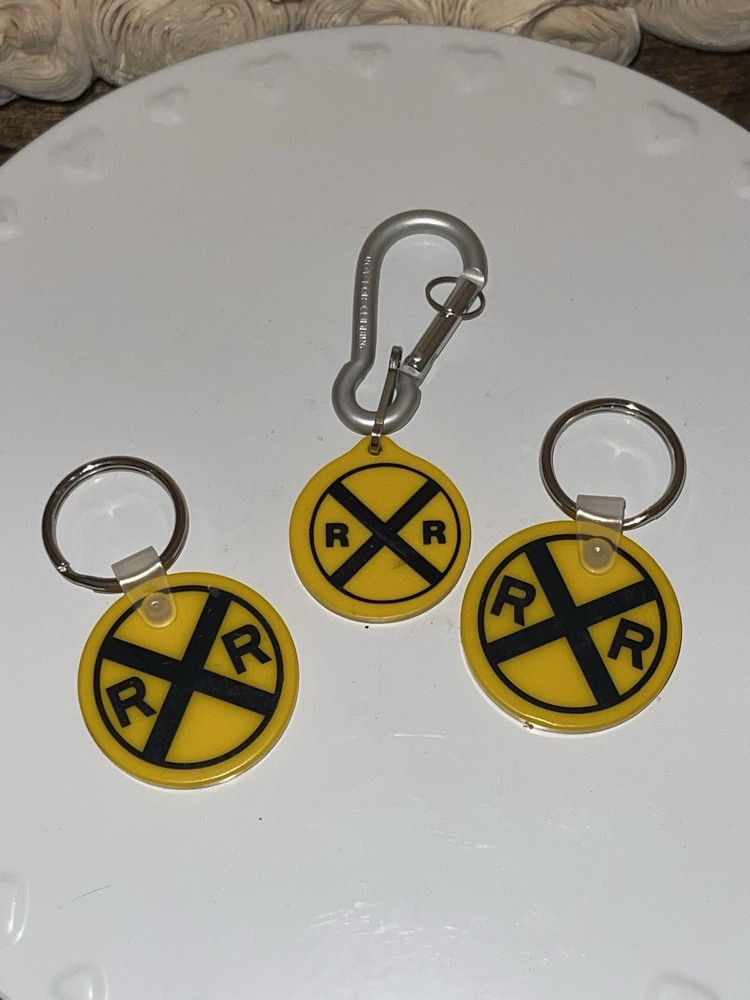 Vintage RR RAILROAD CROSSING Keychain OPERATION LIFESAVER Key Ring Bundle Of 3
