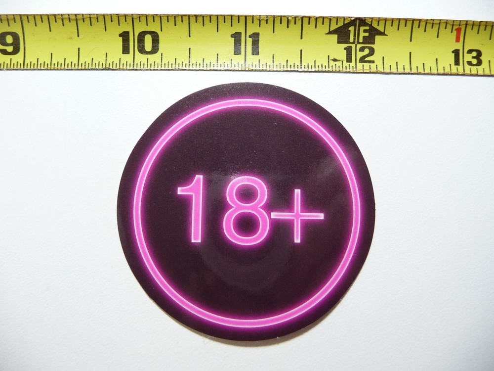 NEON DECAL STICKER 18+ 18 UP ADMISSION BAR STRIP CLUB LAPTOP FUNNY CUTE