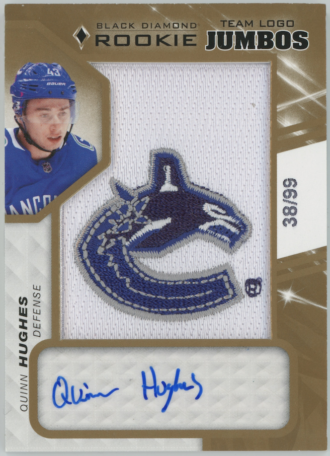 Quinn Hughes 2019-20 UD Black Diamond Rookie Jumbos Auto #RTL-QH /99 31959