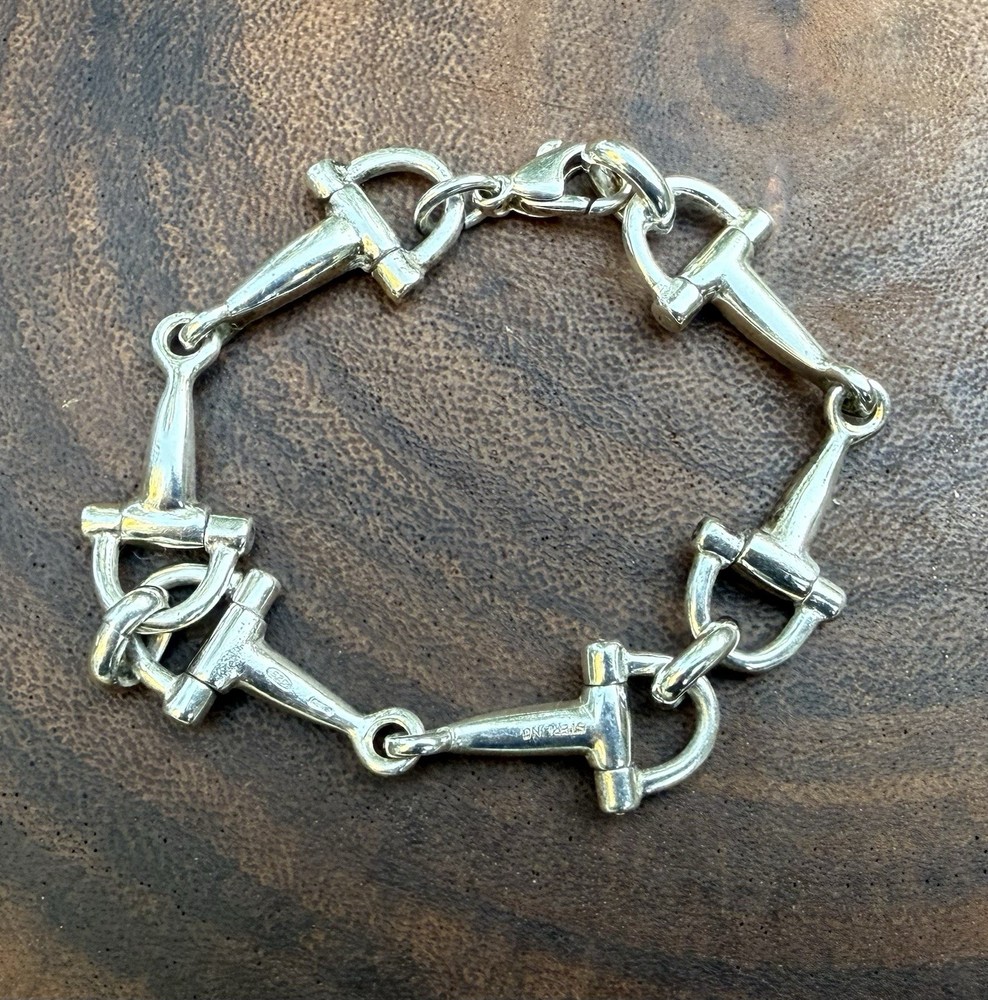 Vintage Sterling Silver Gucci Horsebit Bracelet Rare Deco Modernist 925 Italian