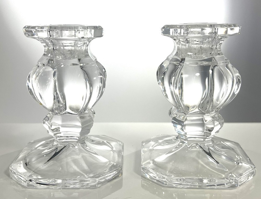 Vintage Pair of Gorham Germany Heavy Full Lead Crystal 4