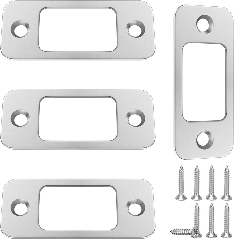 GUKBIAY 4Pcs Satin Nickel Deadbolt Strike Plate 1