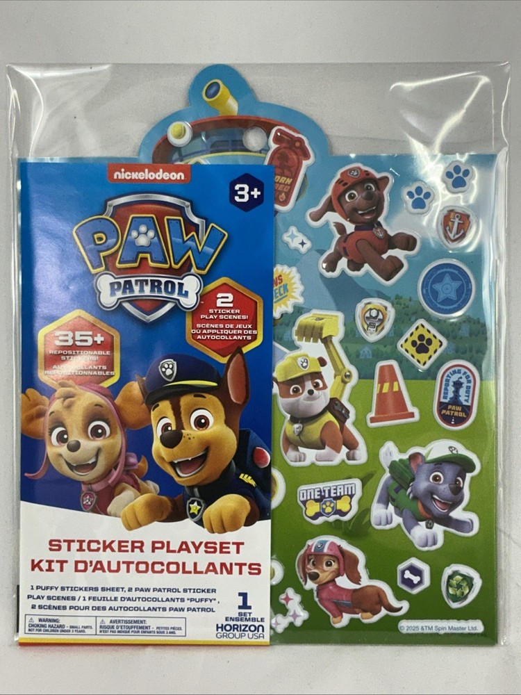 New Paw Patrol Sticker Playset Over 35 Reusable Puffy Stickers 2 Play Scenes