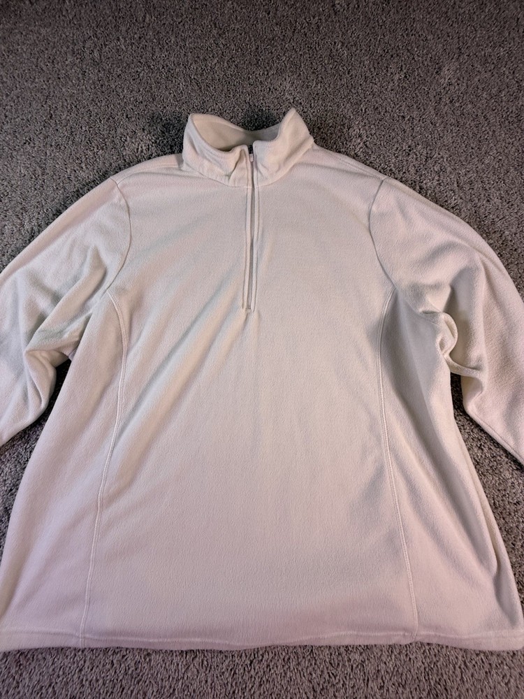 Lands’ End Women’s 3X Fleece 1/4 Zip Pullover Sweatshirt White