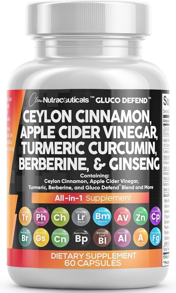 Ceylon Cinnamon Turmeric ACV Ginseng Berberine Bitter Melon Supplement
