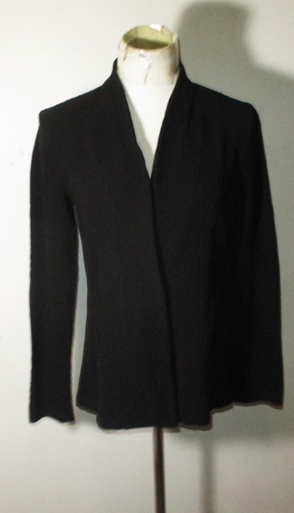 EILEEN FISHER Black Textured Snap Button Jacket Size XS