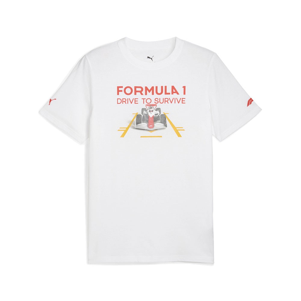 PUMA F1 Dts Graphic Race Crew Neck Short Sleeve T-Shirt Mens White Casual Tops 6