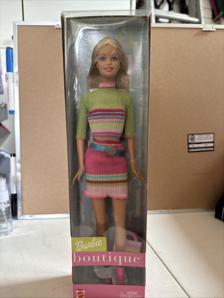 Barbie Boutique Mattel 2002 Blonde Pink & Green Dress #56431 NEW in Damaged Box