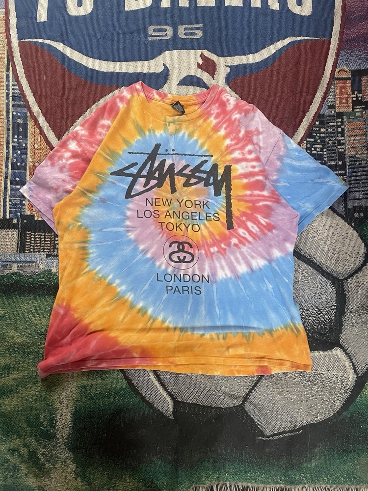 Vintage Stussy World Tour Tie-Dye Tee T-Shirt Mens Size Xl