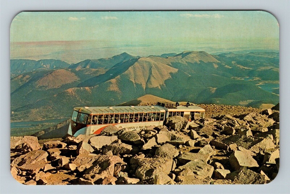 Pikes Peak CO-Colorado Streamline Cog Train Scenic Mountain View Chrome Postcard