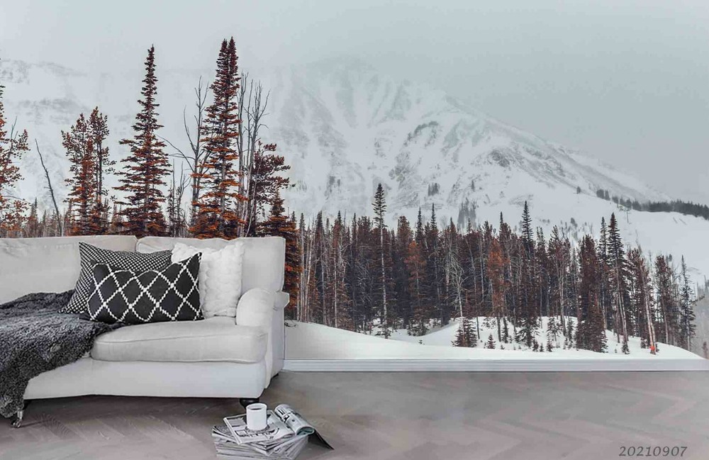 3D Snow Mountain Forest Scenery Wall Murals Wallpaper Murals Wall Sticker
