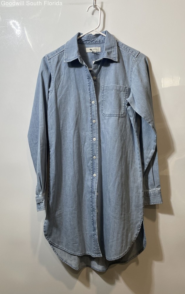 Banana Republic Womens Blue Denim Long Sleeve Shirt Dress Size XXS With Tags