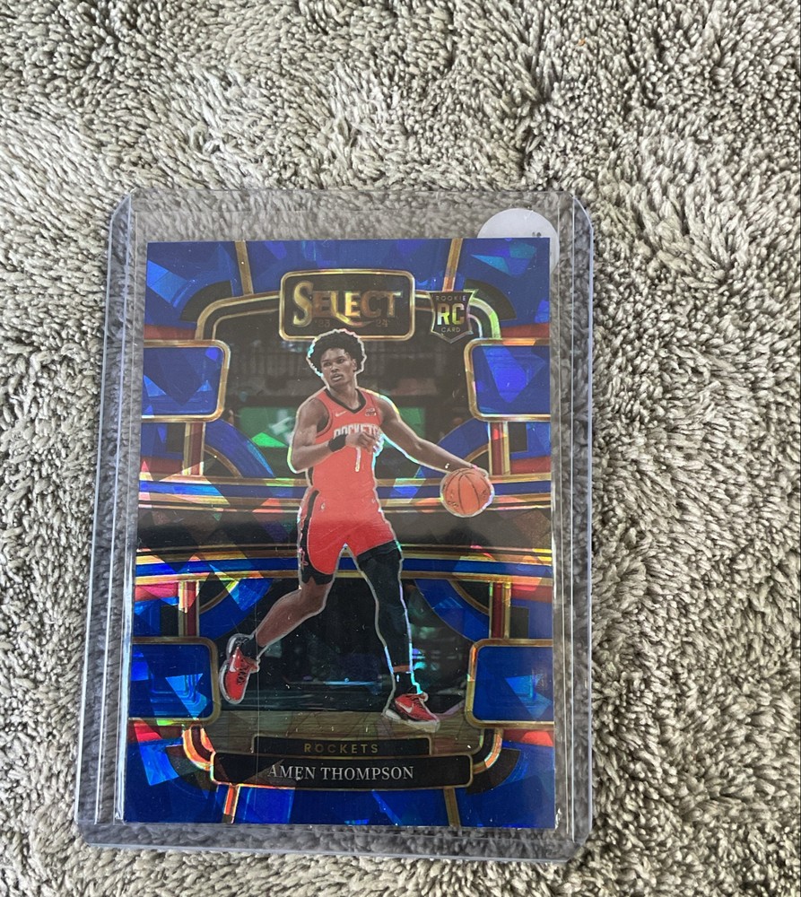 2023-24 Panini Select - Concourse Amen Thompson #96 Blue Cracked Ice Prizm (RC)