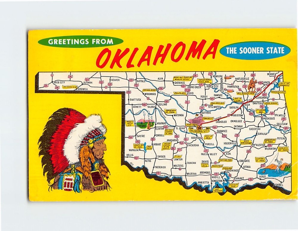 Postcard The Sooner State Greetings From Oklahoma USA