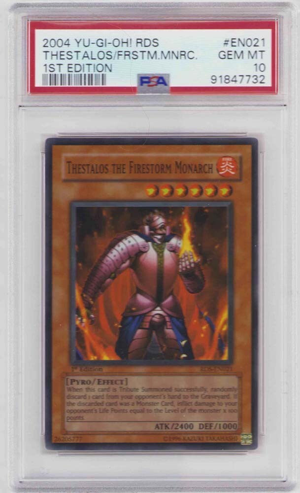 THESTALOS FIRESTORM MONARCH YUGIOH 1ST ED ULTIMATE RARE GEM MINT 10