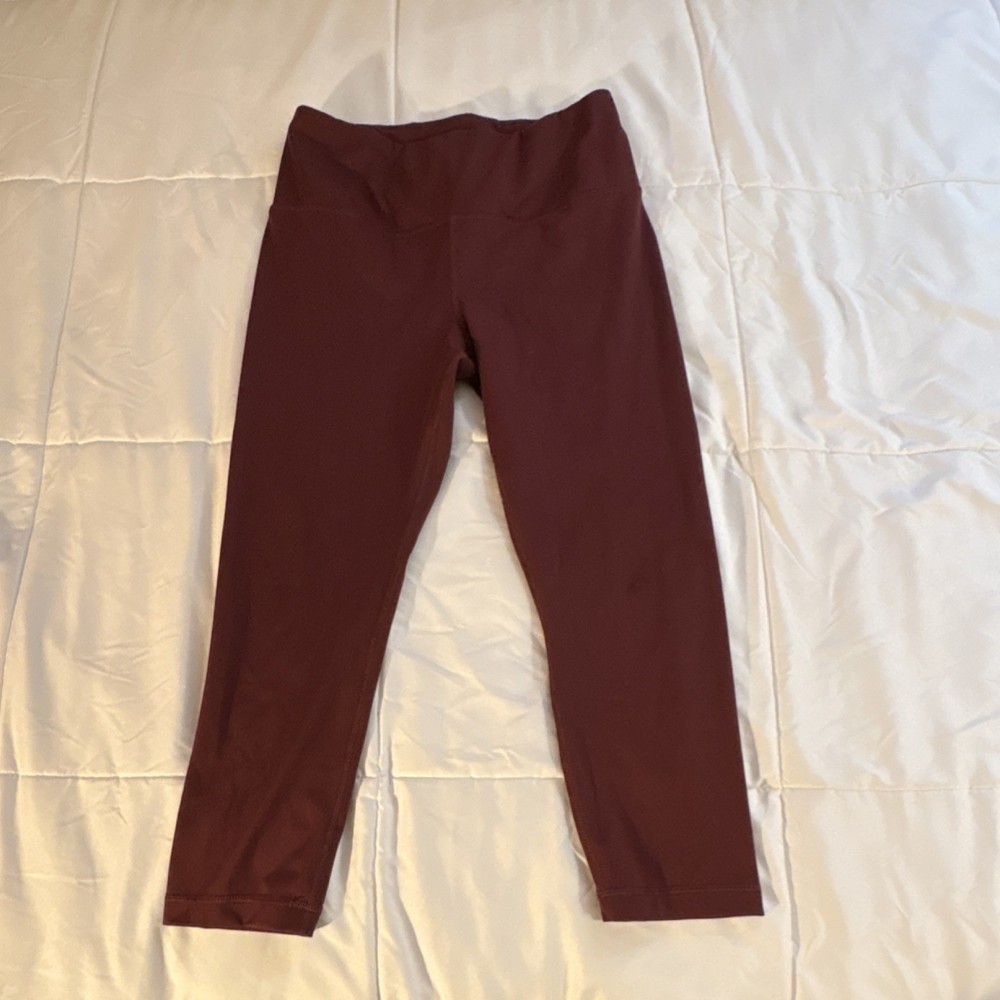 Yogalicious Lux Burgundy Ankle Leggings Women's L High Rise Stretch