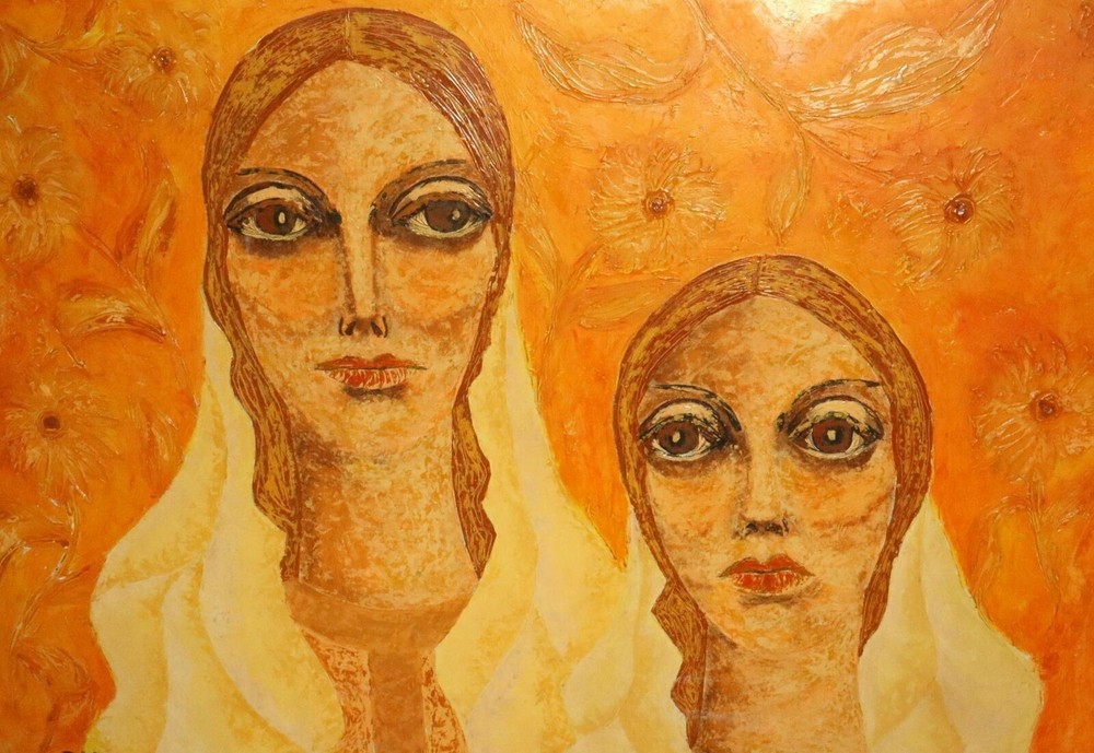 Contemporary fauvist oil painting figures portrait