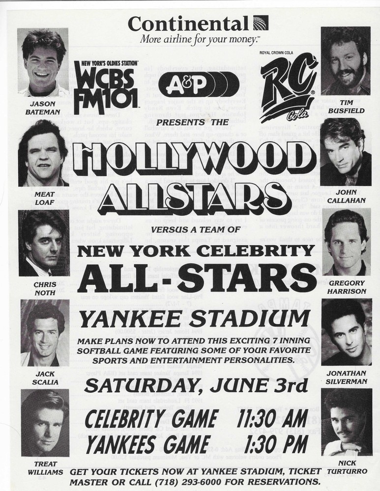 HOLLYWOOD ALLSTARS versus NEW YORK CELEBRITY ALL-STARS   ORIGINAL PRINT AD